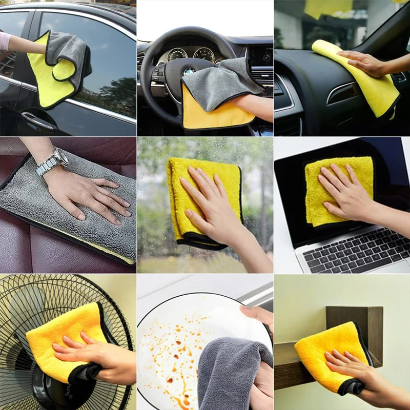 5/1Pcs Car Body Washing Towel Thicken Drying Cleaning Microfiber Cloth Household Kitchen Dish Bathroom Glass Cleaning Tools Rags