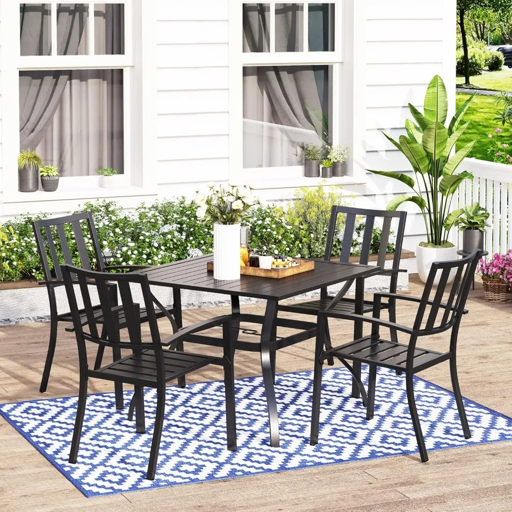 5 Pieces Metal Patio Table Outdoor Club, 1.57