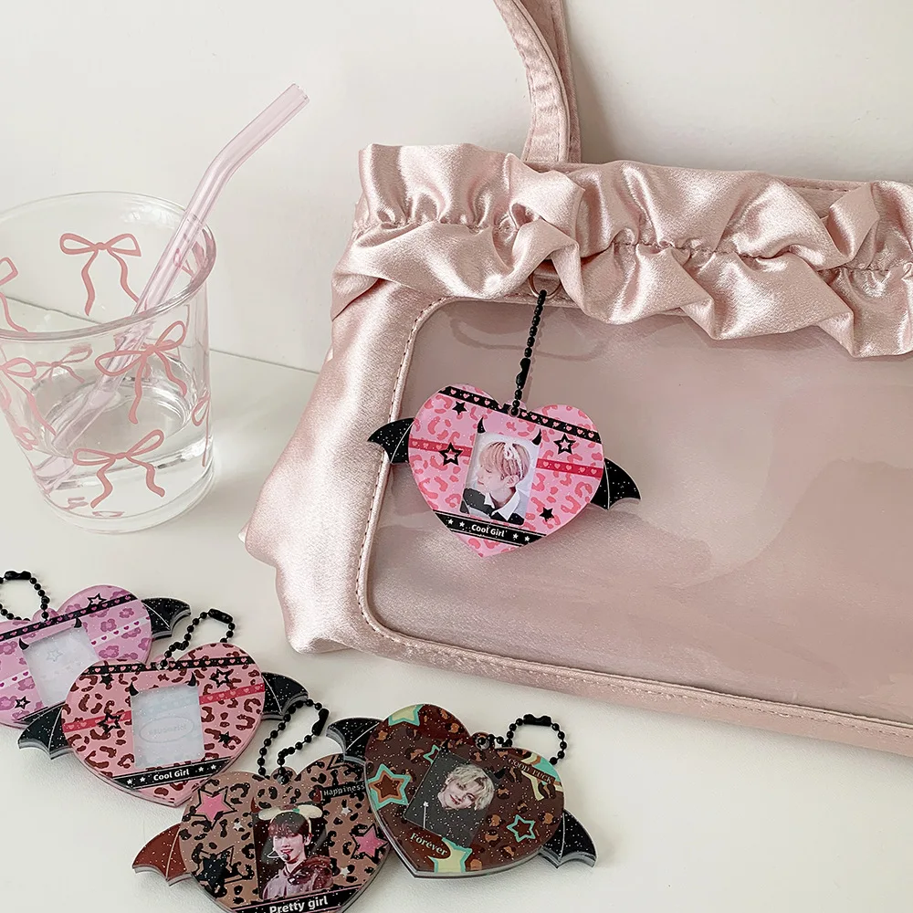 حافظة صور أكريليك بأجنحة صغيرة على شكل قلب لهاتف 1 بوصة حافظة بطاقات صور على شكل نجمة K-Pop بطاقة الطوب المعبود حامل بطاقات الصور لوازم البطاقات #6