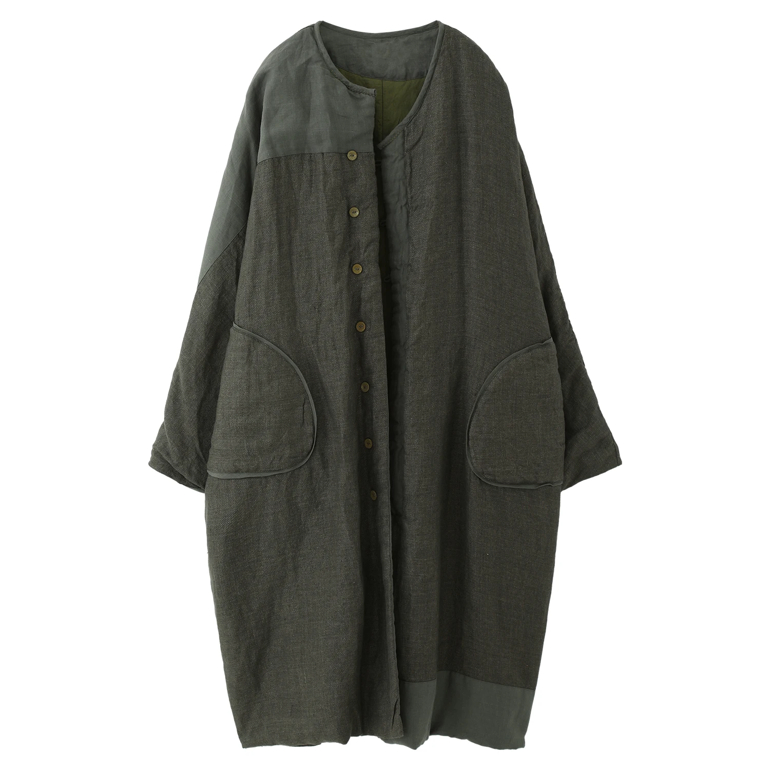 

LZJN женское зимнее винтажное однотонное пальто на пуговицах спереди средней длины больших размеров, толстое теплое удобное пальто с хлопковой подкладкой