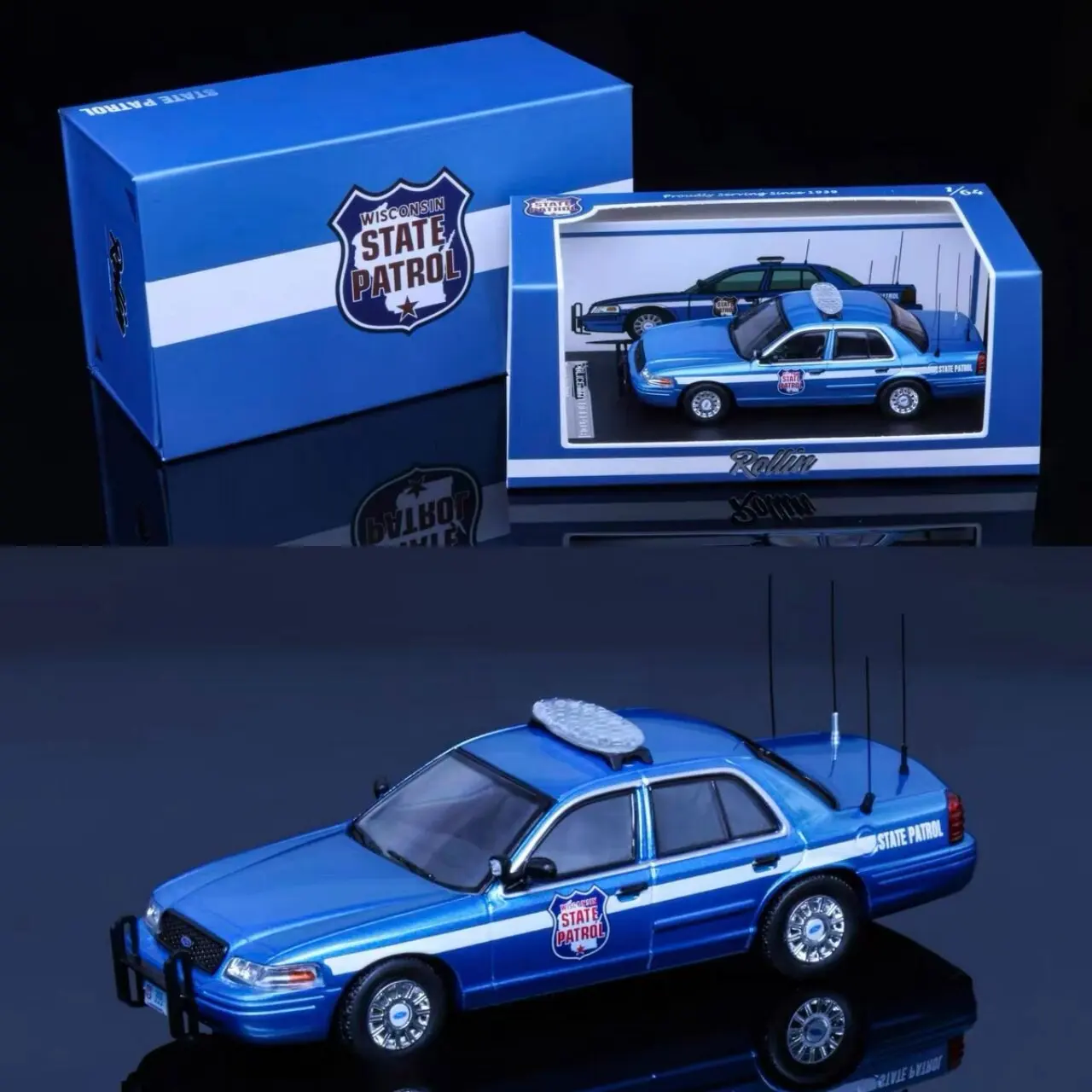 Rollin1:64 WSP Wisconsin State Police/Maine State Police Victoria Crown Alloy Model
