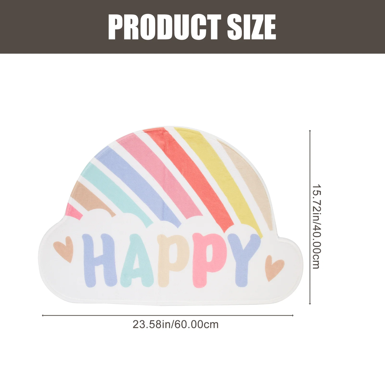 Non-slip Carpet Child Area Rugs Childrens Bath Happybeth Brand 60X40cm Polyester (Polyester) Half Round Rainbow