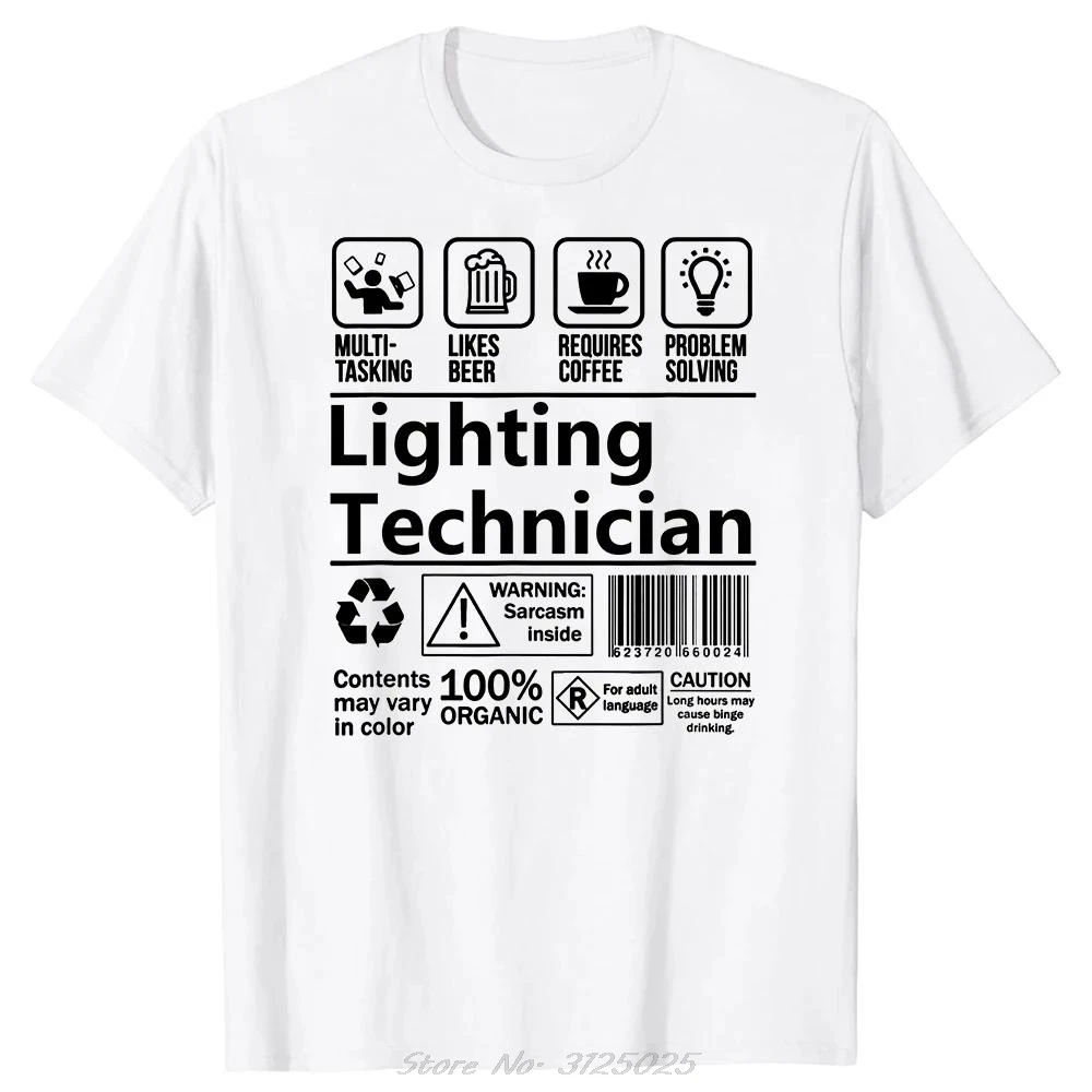 Graphic Oversized T-shirt Summer Beer Coffee Cotton Tshirt Lighting Technician Multitasking Men's Clothing Fitness T Shirt
