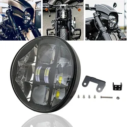 12V LED Headlight Projector Hi/Lo Beam DRL Headlamp W/ Mounting Extension Bracket Kit For Harley Softail Breakout FXSB 2013-2017