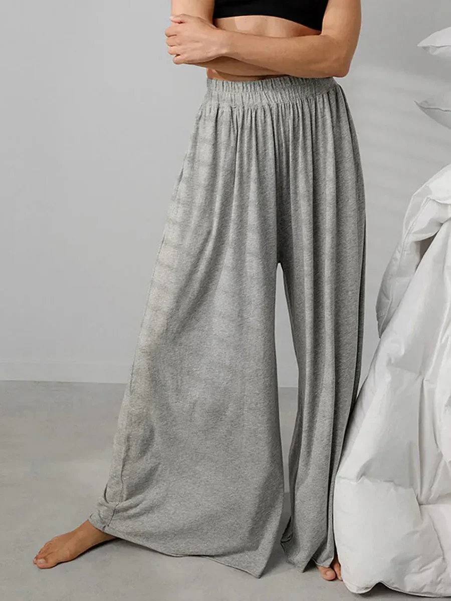 Fmxires 2025 New Autumn New Loose Pants Women's Fashion Hanging Wide Leg Pants Solid Color Casual Trousers