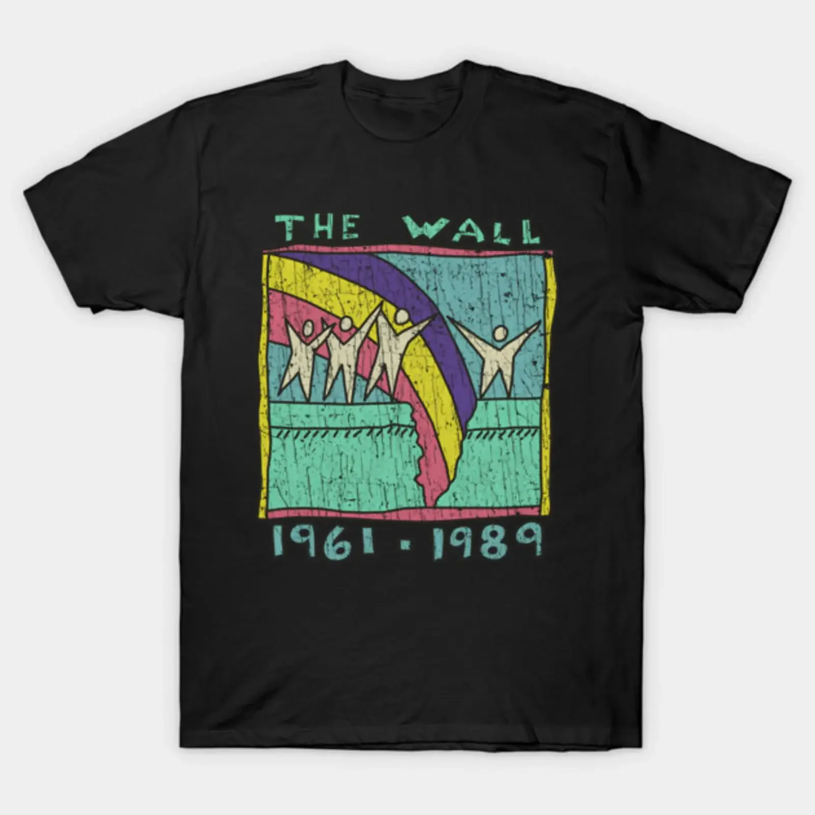 Camiseta Retro Lkoora con diseño del caída del muro de Berlín de 1989, ropa de diseñador vintage lavada, top para uso diario, moda transpirable
