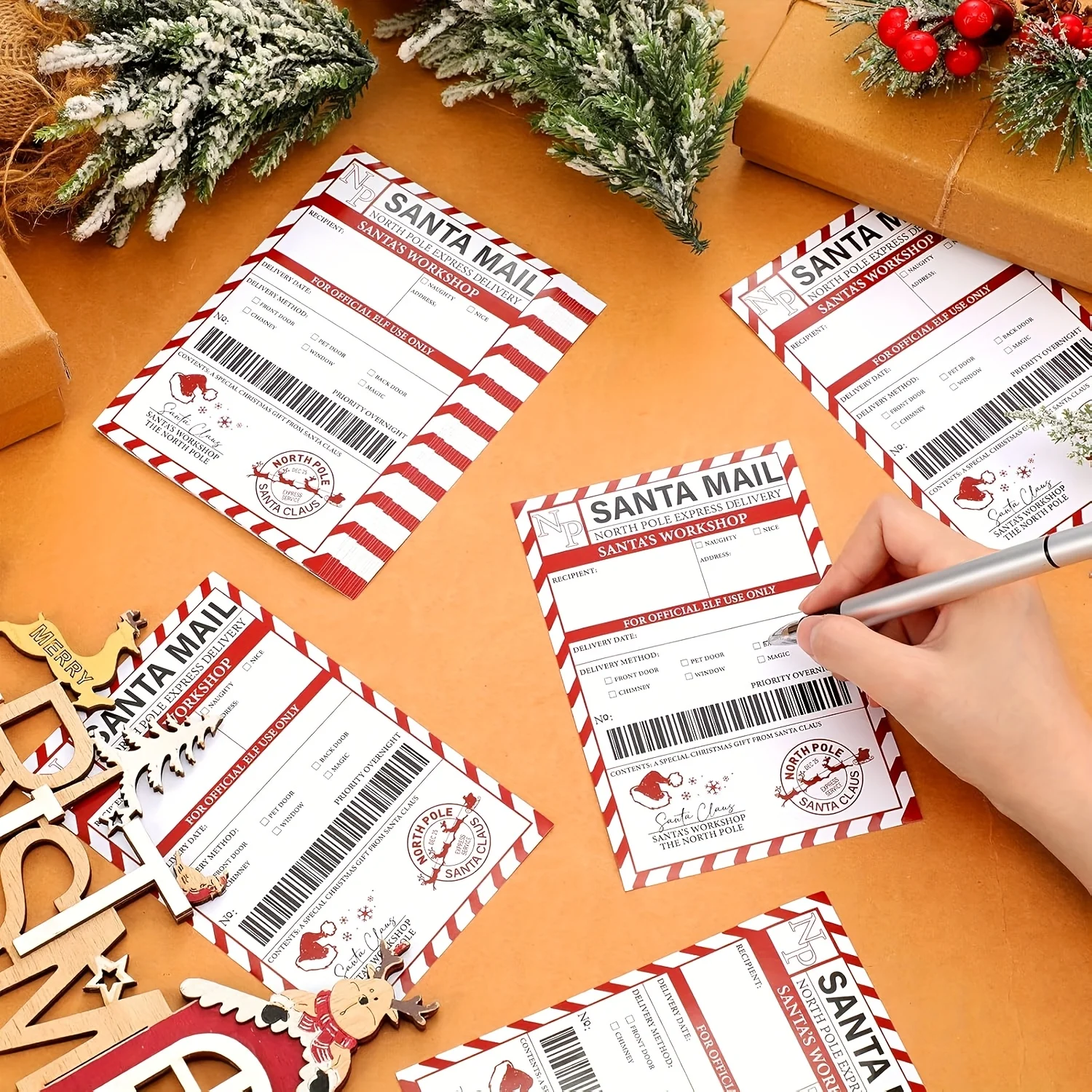 20 قطعة/الحزمة، ملصقات ملصقات شحن سانتا كلوز، علامات البريد السريع سانتا إلف، مساحة كتابة كافية لتخصيص كل هدية #6