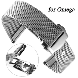 20mm Stainless Steel Watch Strap for Seiko for Omega Seamaster 007 Diving Wrist Band Milanese Mesh Strap Folding Buckle Bracelet