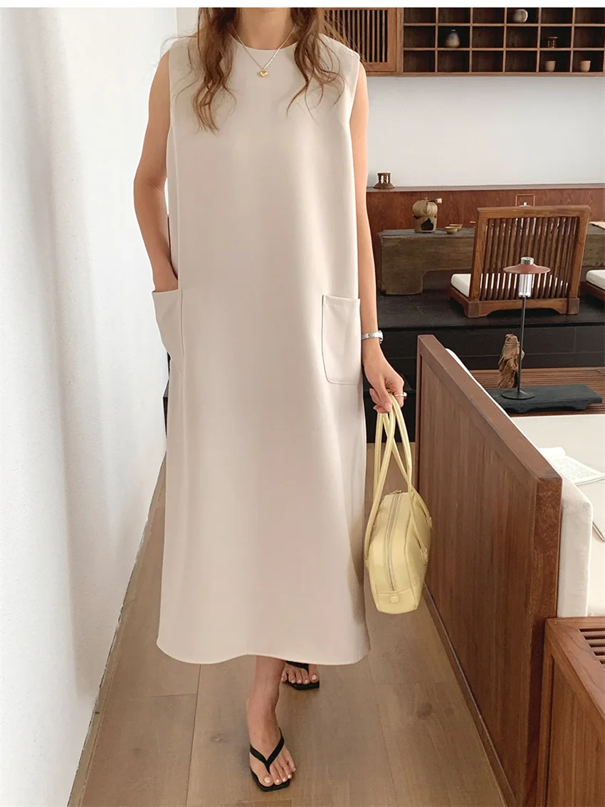 Alien Kitty Office Lady Straight Maxi Dress Women Minimalist High Street Summer Mujer 2024 Fashion Loose Chic Elegant New Solid