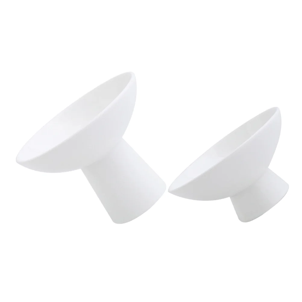 2 Pcs Tall Fruit Bowl Cake Plate Dessert Supplies Dish Ceramic Tray Holder Ceramics Storage Office Display Snack