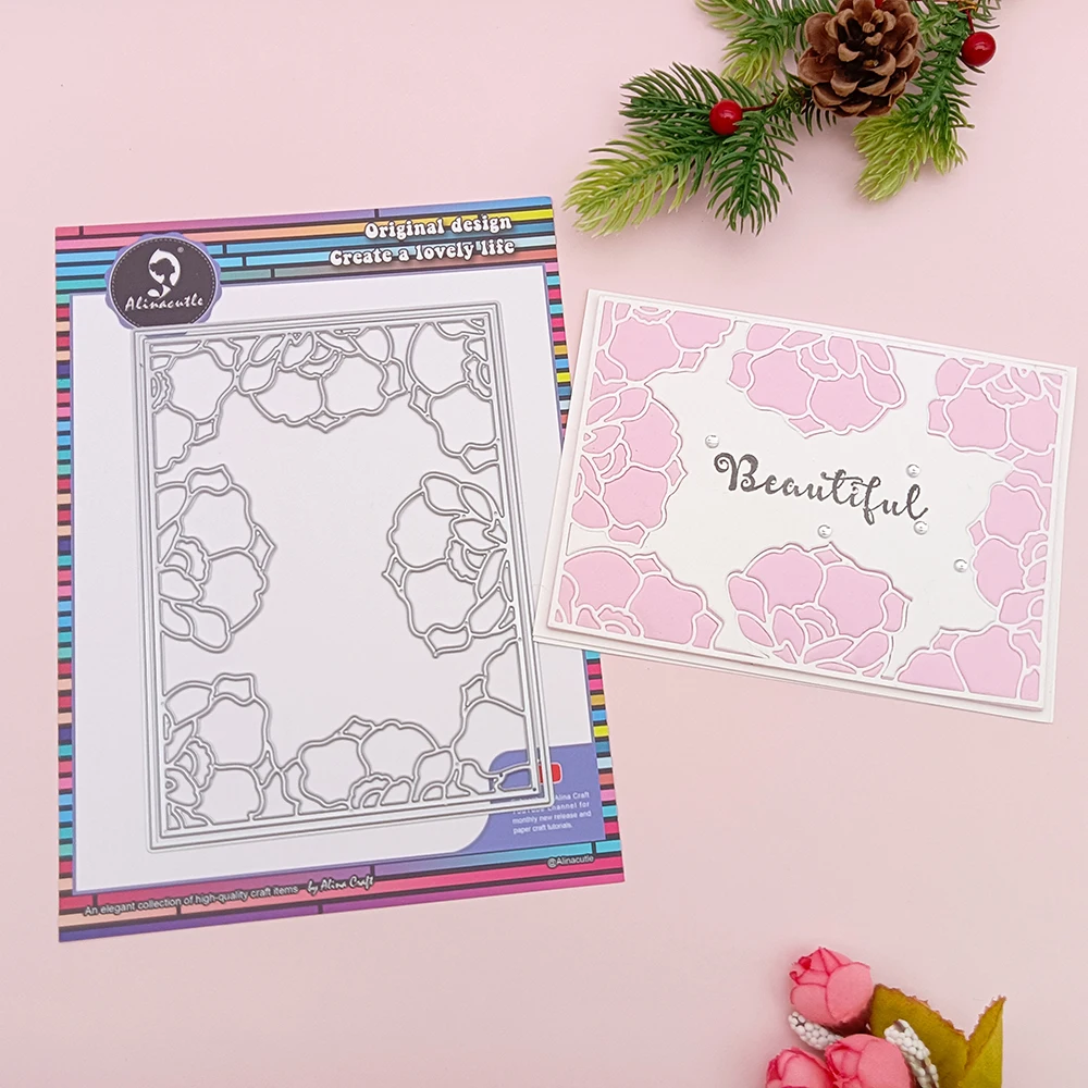 Alinacutle Metall-Stanzform Rosenblüten-Abdeckplatte für Scrapbooking, Papierhandwerk, Album, handgemachte Karten, geätzte Stanzformen