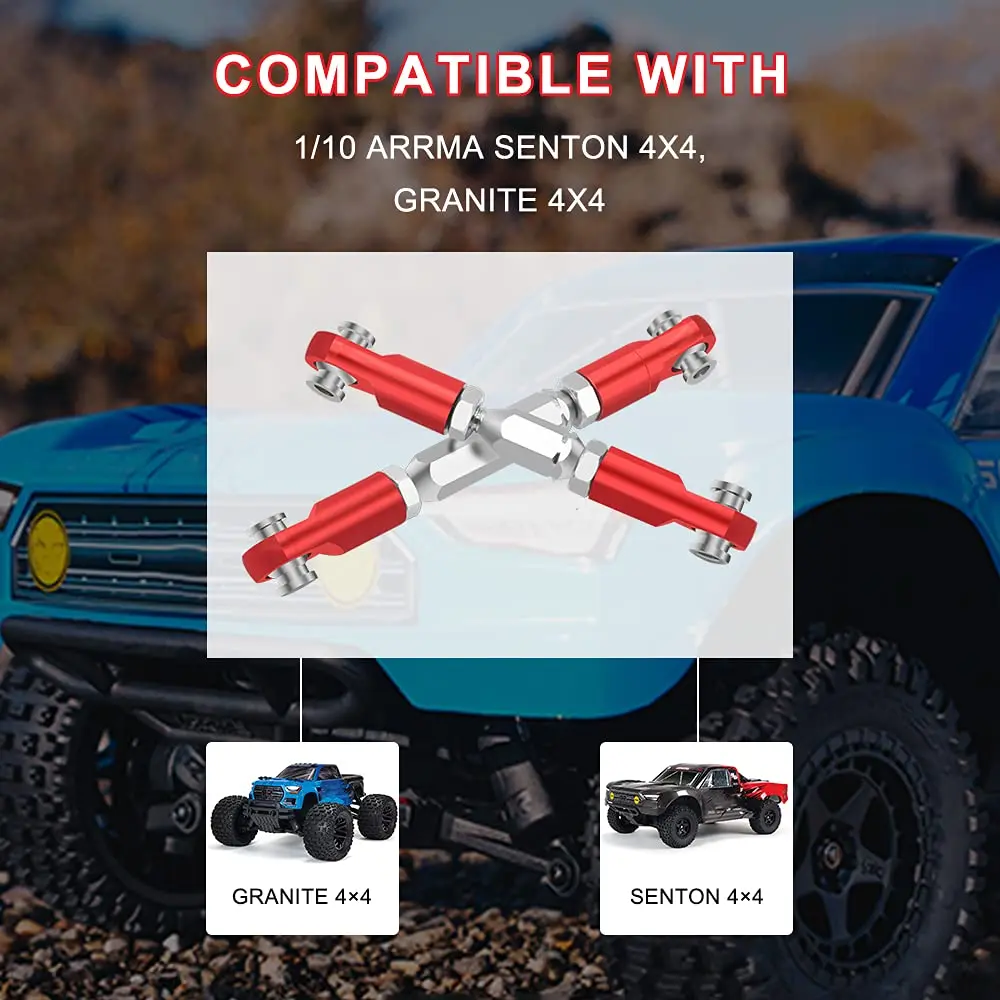 Globact Aluminum Adjustable Tie Rods Turnbuckles Toe Links Set Linkage Steel for 1/10 Arrma Senton 4X4 550 Replace AR330446