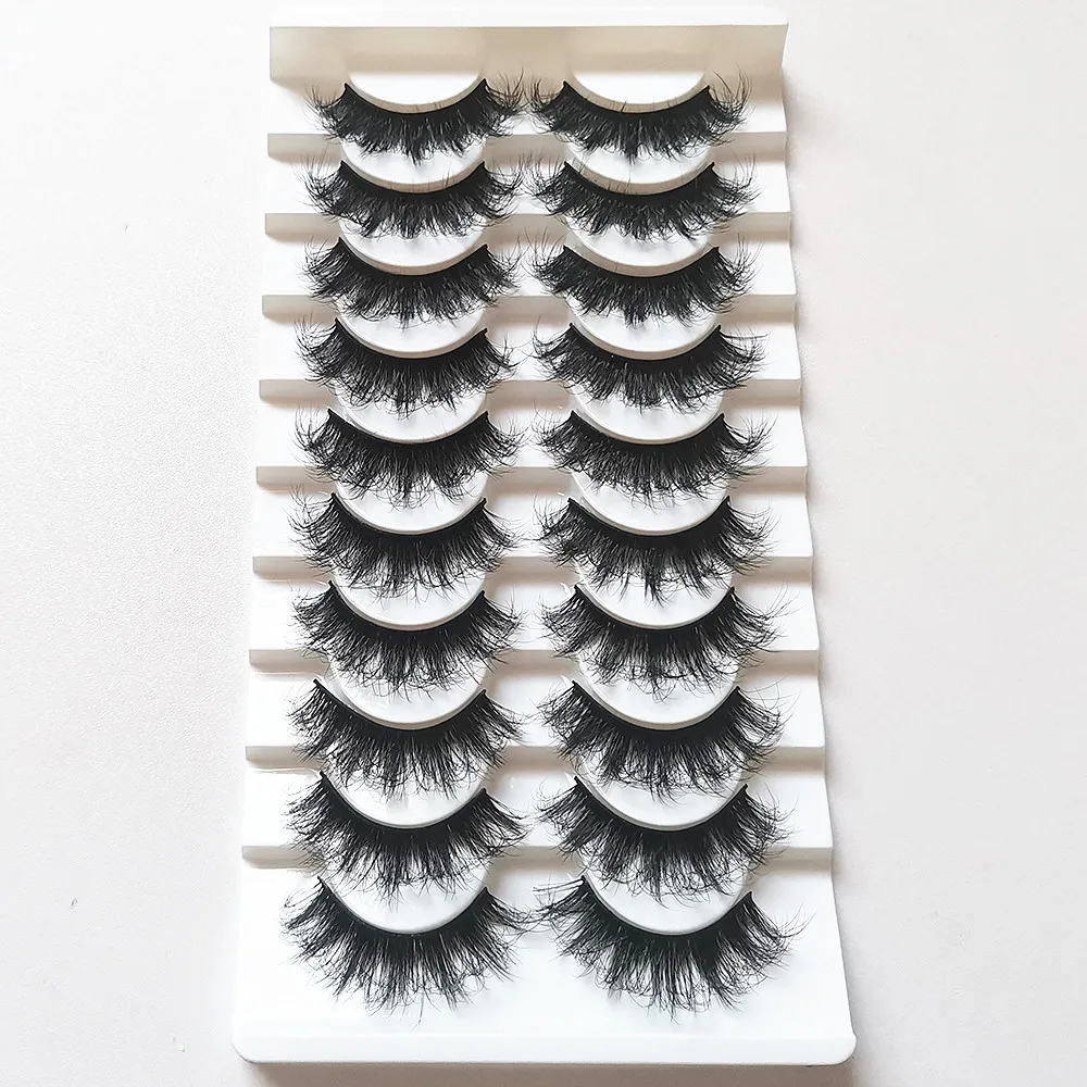 10 Pairs Fluffy  Faux Mink False Eyelashes Messy Volume Crisscross 3D Reusable Handmade Natural Look for Party Daily Makeup