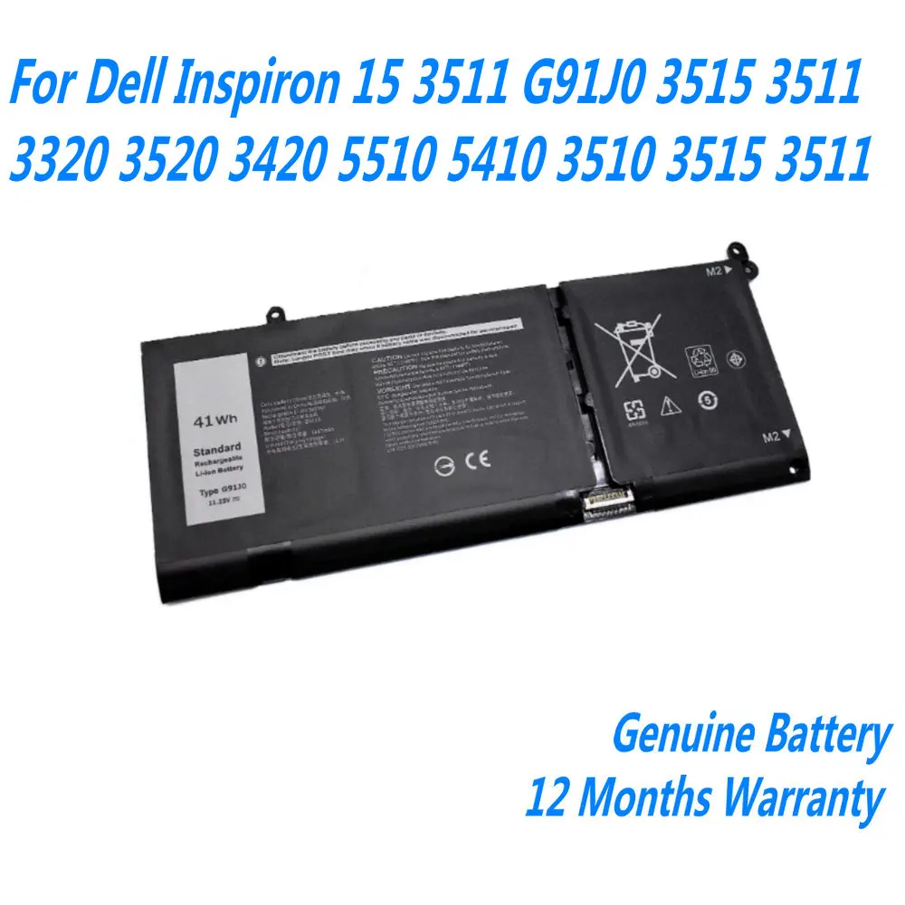 

Новый аккумулятор для ноутбука G91J0 для Dell Inspiron 15, 3511, 3515, 3320, 3520, 3420, 5510, 5410, 3510, 3515, 11,25 в, 41 Втч