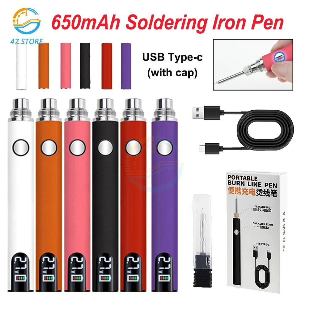 Portable Electric Soldering Iron Pen 650mAh Battery Soldering Iron Kit 510 Thread Heat Tips Electronic Welding Repair Tools