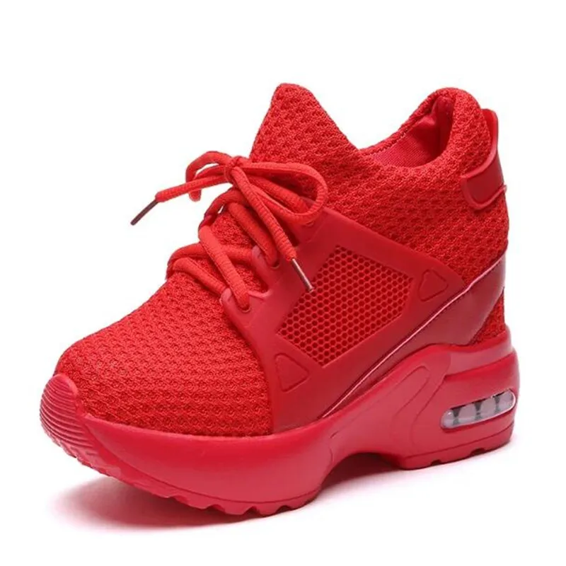 Woman Sneakers Platform Ladies Vulcanize Shoes Sneaker Women Red Breathable Mesh Womens Ladies Casual Shoes Wedges Zapatos Mujer