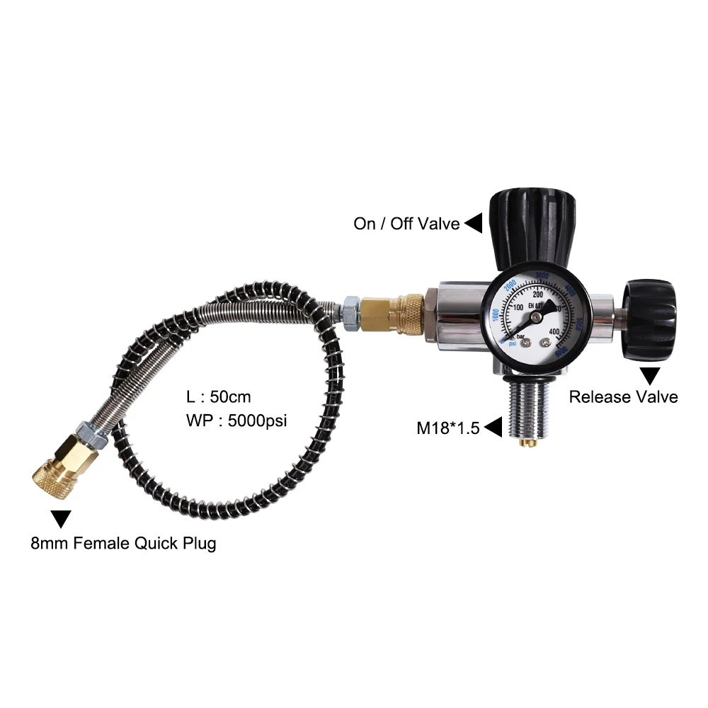 TUXING 300Bar 4500Psi 3L Carbon Fiber Cylinder with 6000psi Diving Valve for HPA Filling Scuba Diving Tank M18*1.5