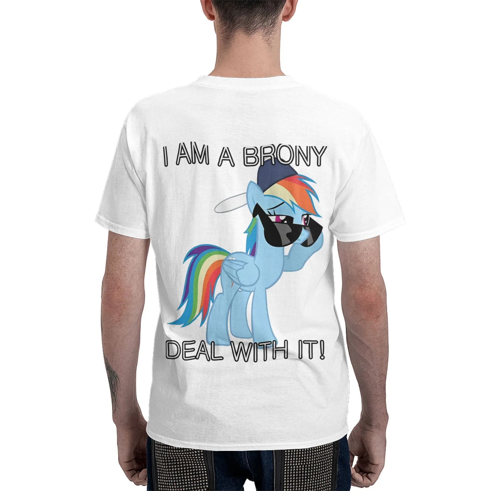 Rainbow Dash Brony T Shirts Men Women Pure Cotton Vintage T-Shirts Round Collar Ponies friendship is magic Tees Short Sleeve Top