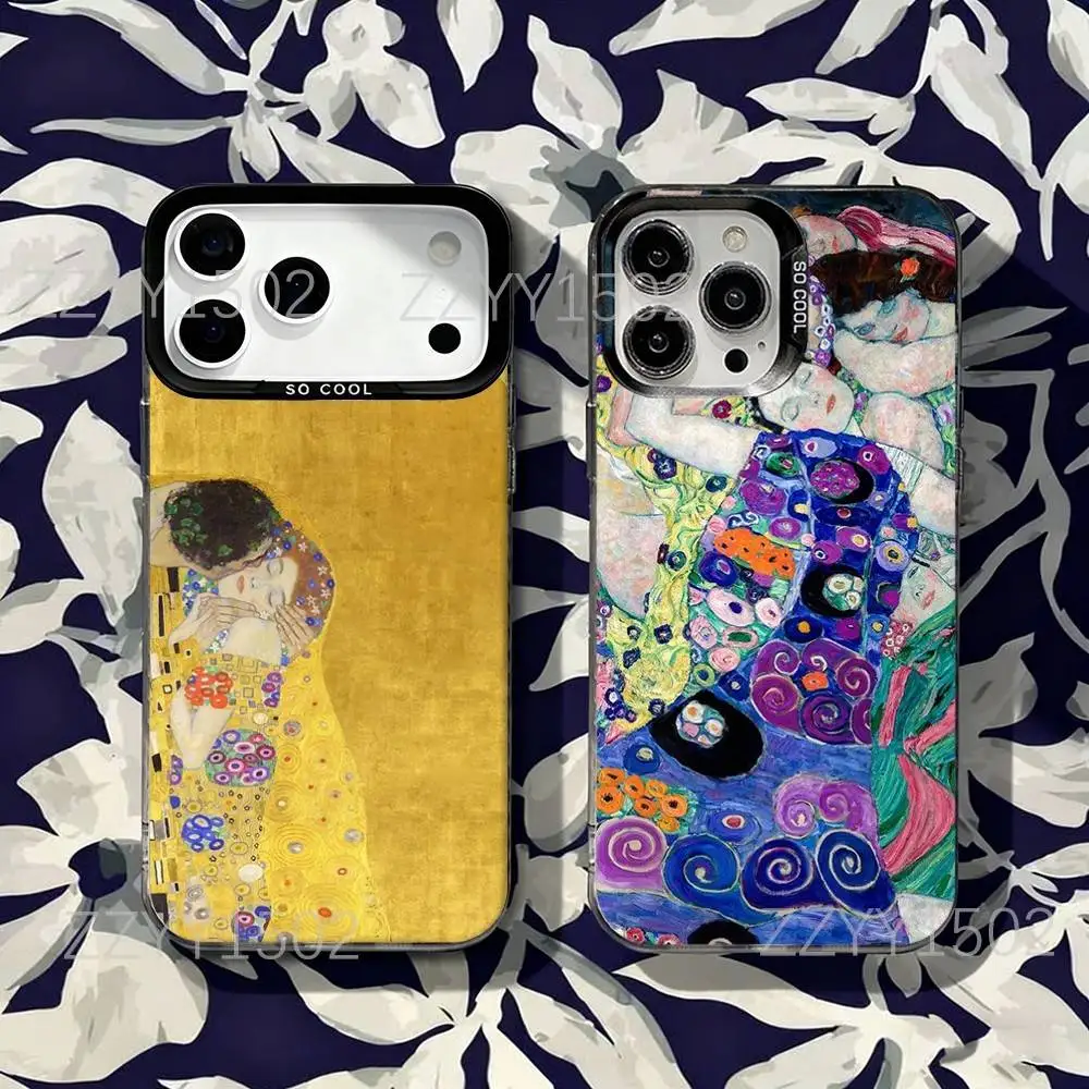 

The Kiss Gustav Klimt ART For iPhone 17,16,15,14,13,12,X,8,Pro,Max,Plus,SE4,Air,Mini Anti-Slip Black IMD Matte Case