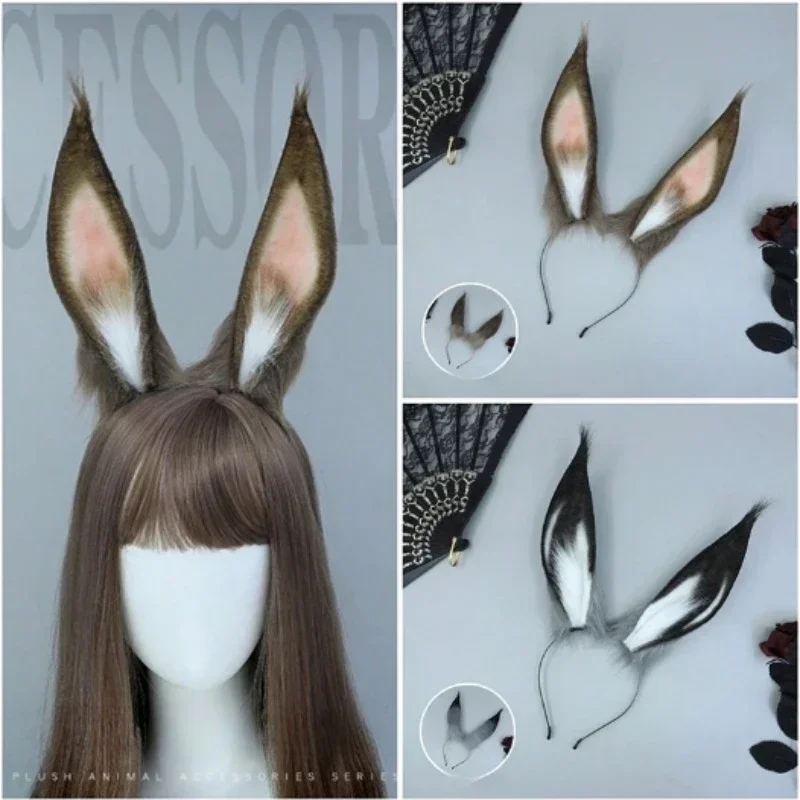 Girls Anime Headband Plush Beast Ear Gongsun Li Rabbit Ear Hairband Cosplay Costume Party Headdress Women Comic Show Headwear