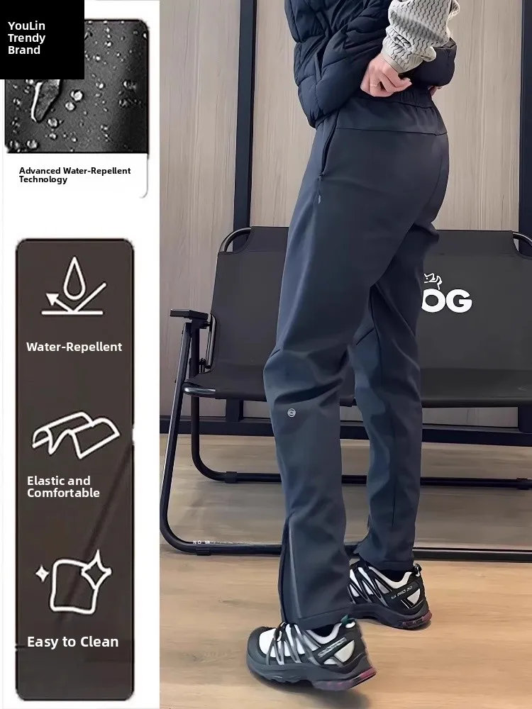 

Мужские профессиональные брюки для активного отдыха, осенне-зимние, с боковой молнией, расклешенные, рабочие, на флисовой подкладке, повседневные спортивные штаны