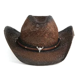 Handmade Weave Hollow Western Cowboy Hat For Men Women Summer Outdoor Cowgirl Beach Sun Straw Hat sombrero hombre