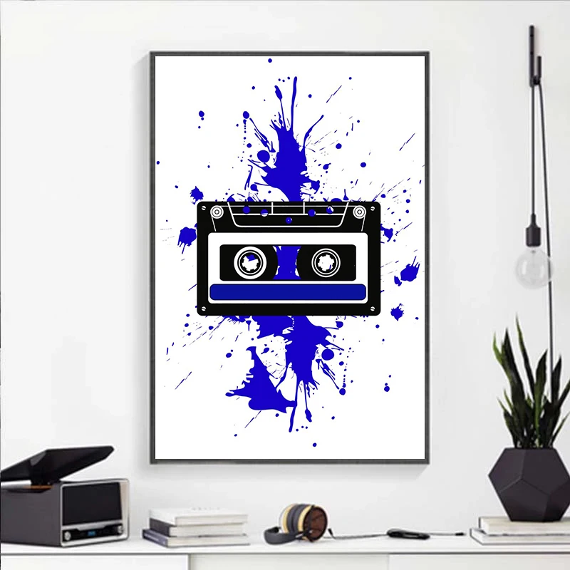 Modern Abstract Multicolor Inkjet Music CD Posters Audio Headset Tape Phonograph Microphone Wall Art Canvas Painting Home Decor