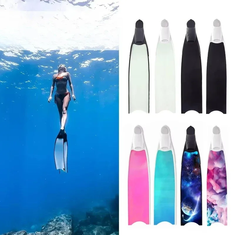 Pattern Transparent Glass Fiber Flipper Scuba Freediving Fins for Underwater Snorkeling Spearfishing Diving