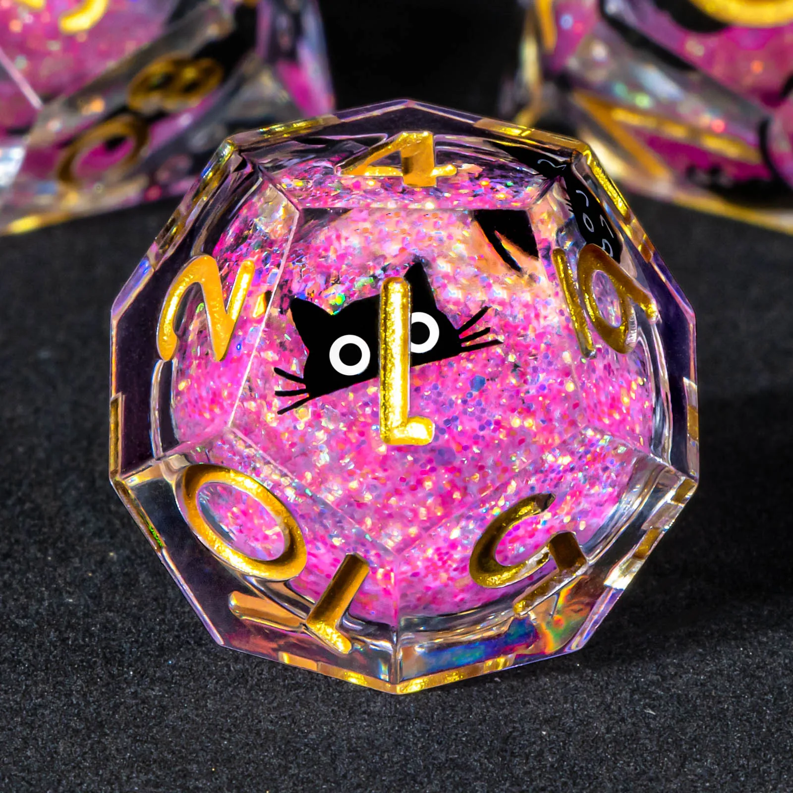 DND 레진 주사위 세트, 롤플레잉 던전 앤 드래곤용 수제 고양이 액체 주사위