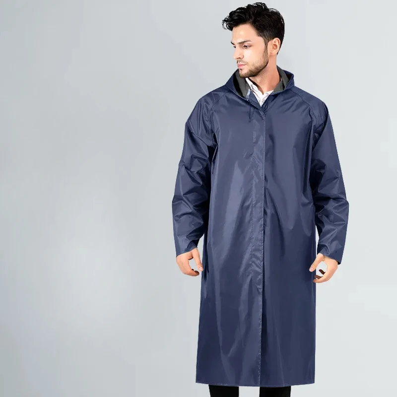 

Long raincoat thickened Oxford textile waterproof rainstorm windbreaker outdoor single raincoat for men and women