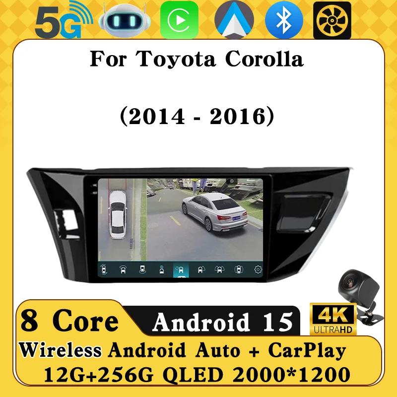 

Автомобильный радиоприемник Android 14 для Toyota Corolla 11 2012-2016 E170 E180 Carplay Android auto Qualcomm Автомагнитола Мультимедийный плеер 4Gwifi