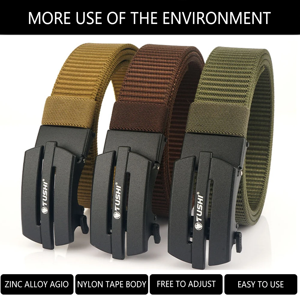 TUSHI Metal Men Belt Army Outdoor Hunting Tactical Multi Function Combat Survival High Quality Marine Corps Nylon Male Luxury