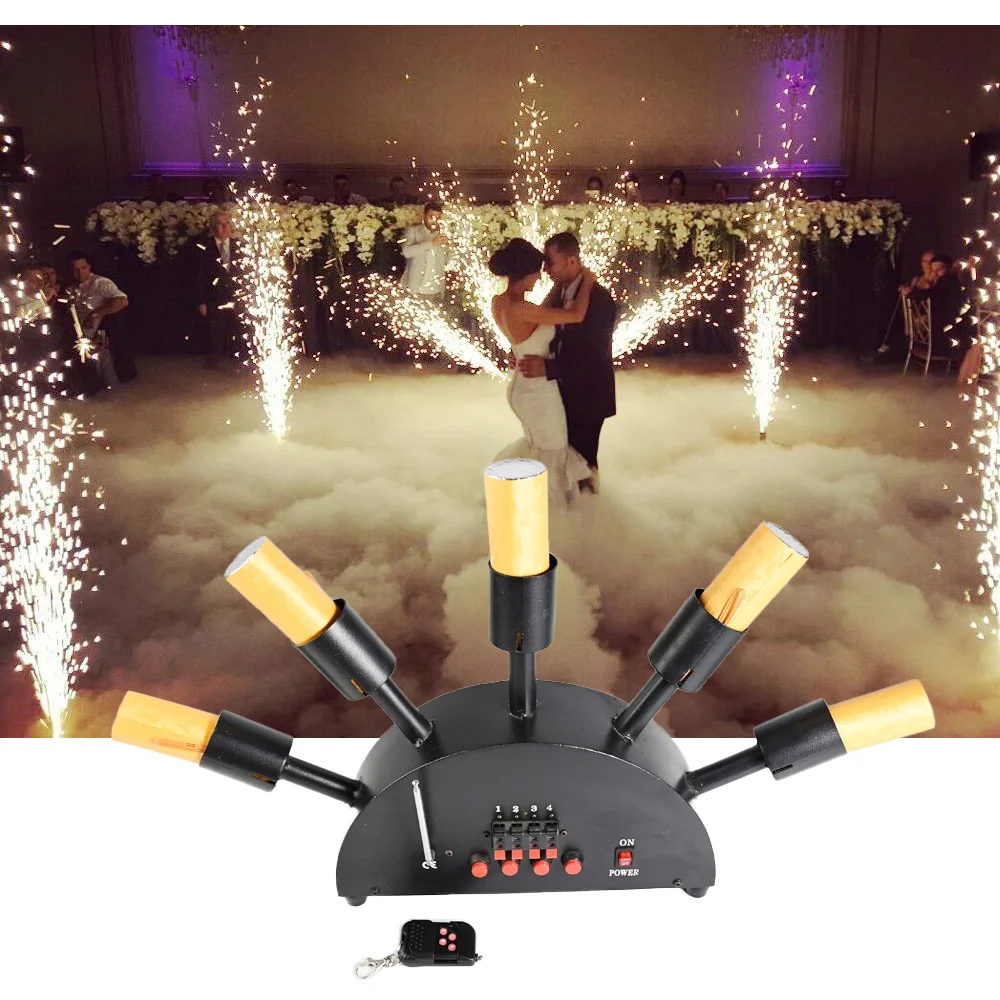 ウェディング線香花火 DMX コントロール特別機器 Dj ディスコ 5 ショット扇形リモートステージ噴水効果パーティーコールドスパークマシン