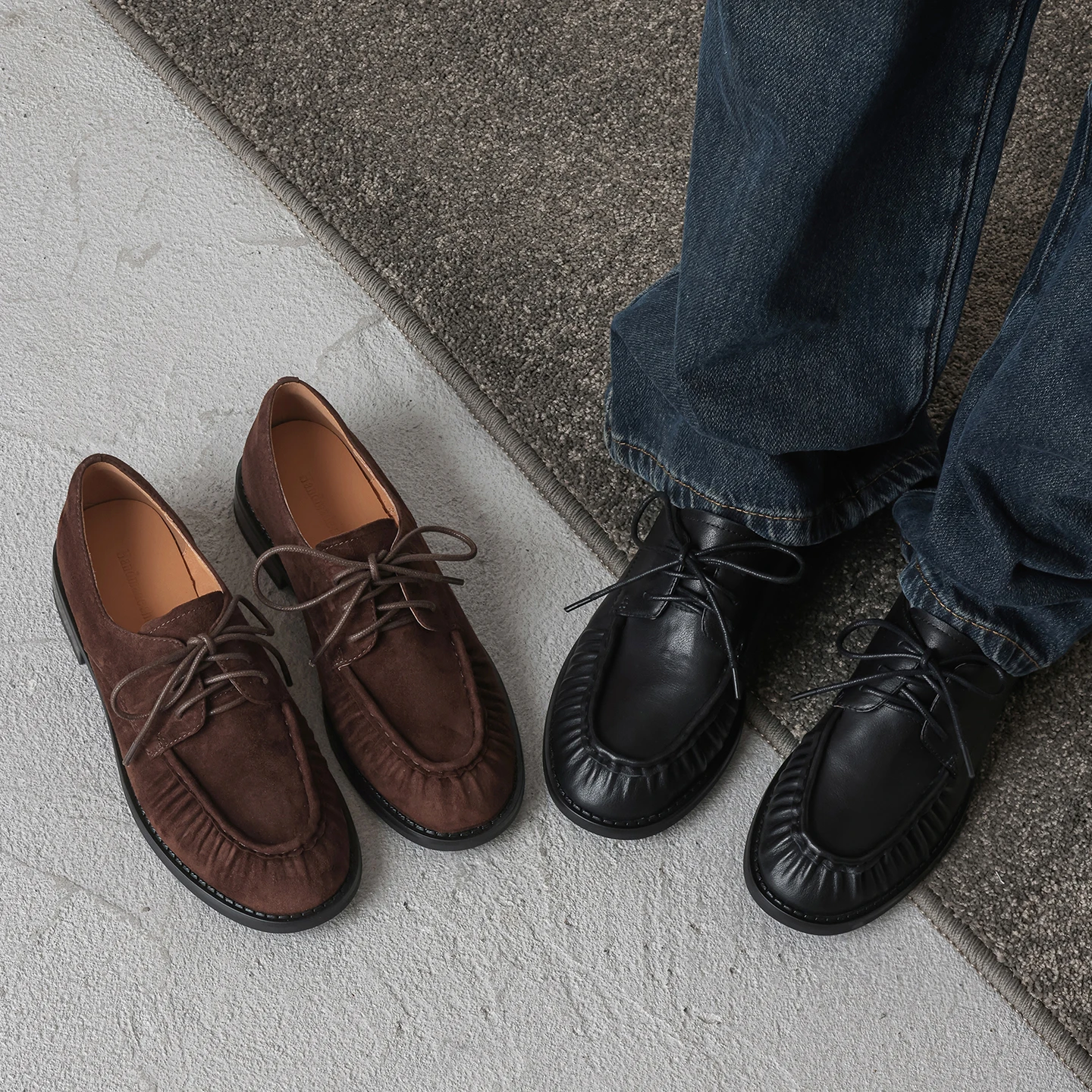 2026 new spring autumn women pumps natural leather 22-25cm cowhide/kid suede+sheepskin+pigskin round toe loafers women shoes