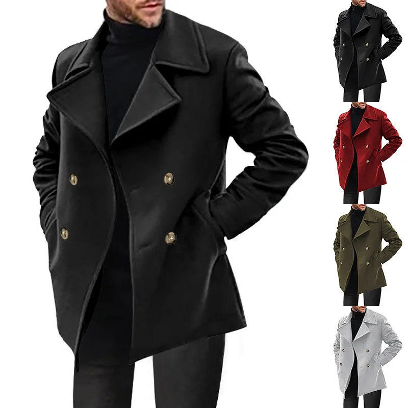 

Men's Casual Long Coat Spring Autumn Cotton Blend Fabric Slim Fit Double Breasted Button Sle Chinese Manufacturer