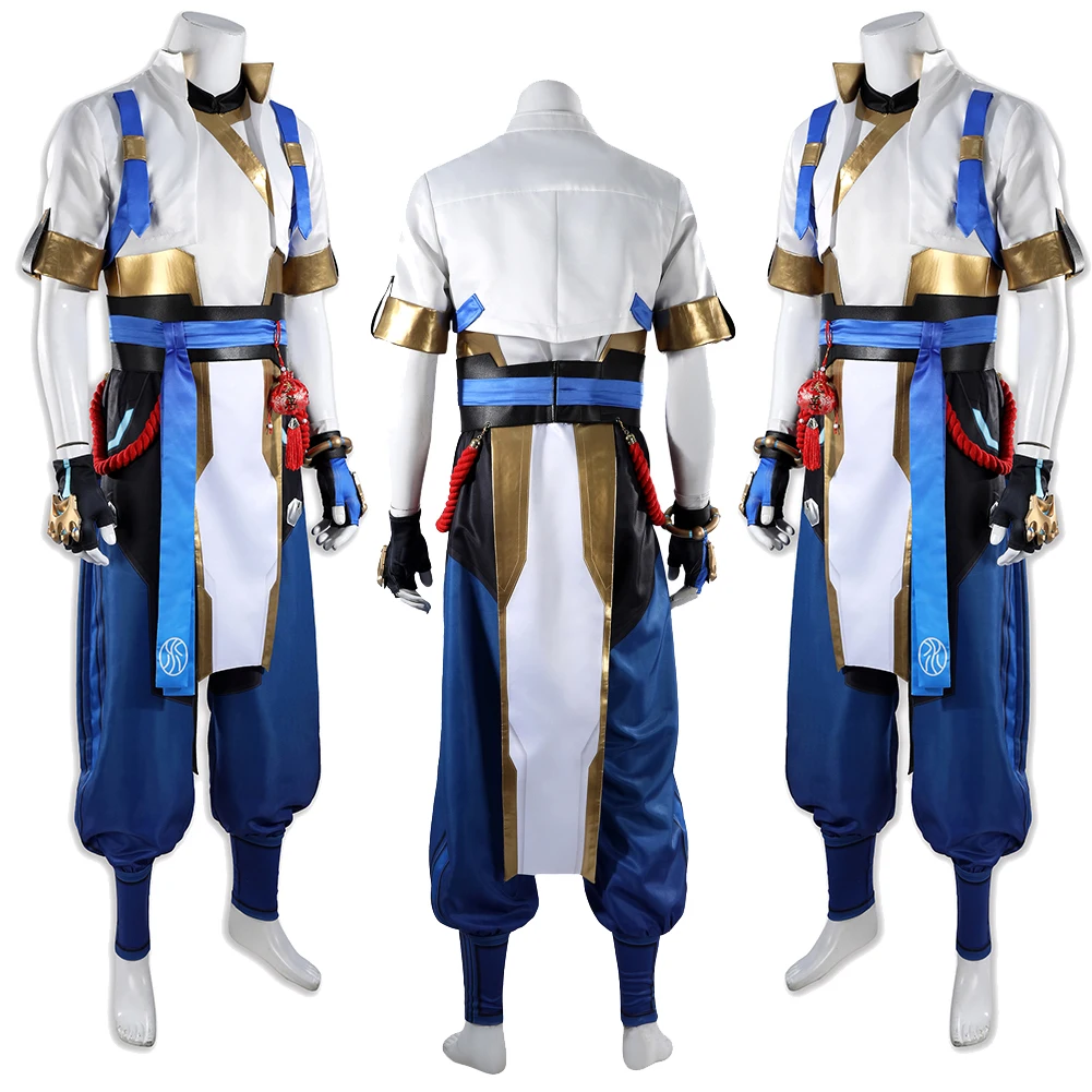 لعبة OW Wuyang Ye التأثيرية لباس أبيض علوي أزرق إكسسوارات السراويل مجموعة ملابس موحدة للهالوين ملابس رجالية لحفلات الكرنفال