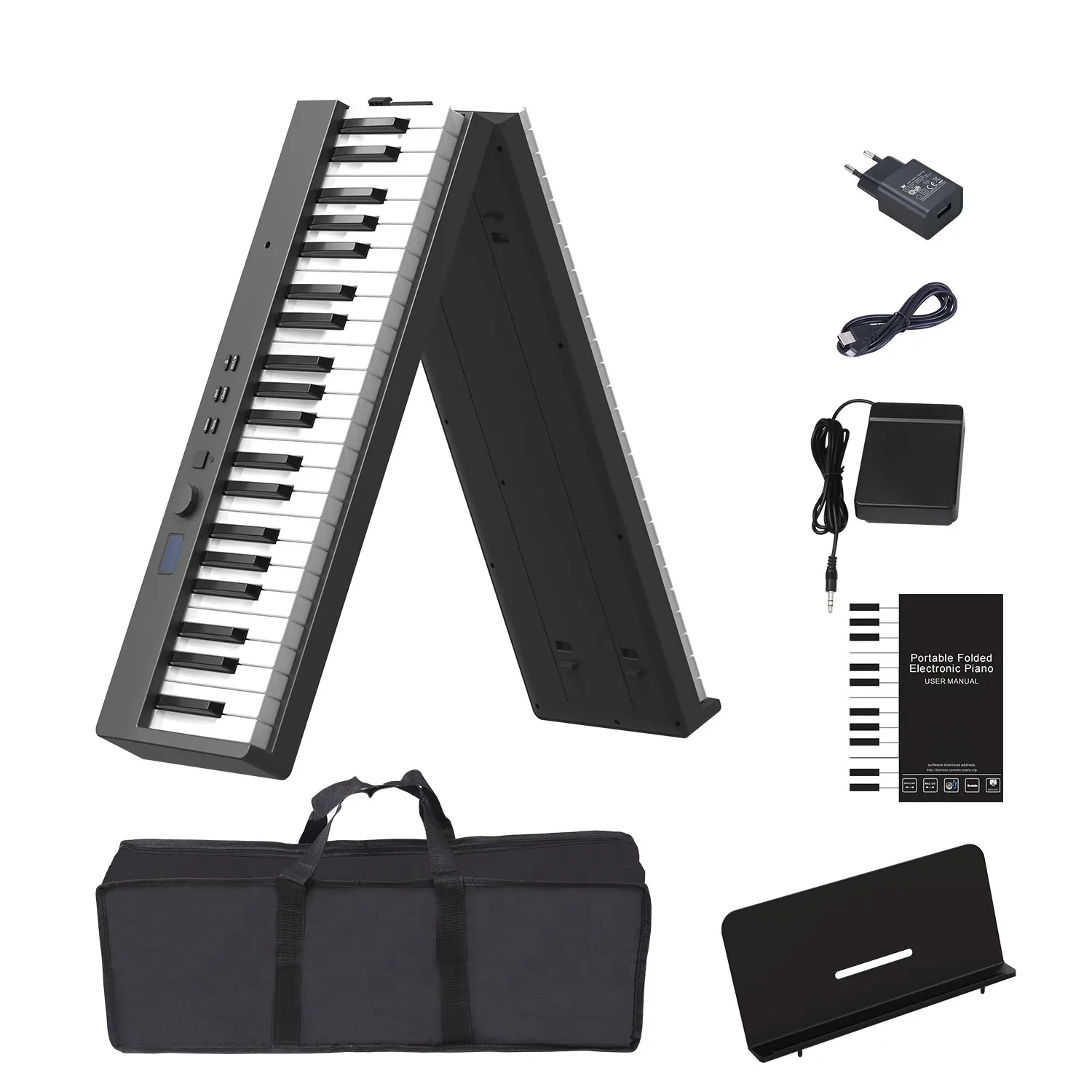 88 Weighted Keys Portable Foldable Electronic Piano Semi-Weighted Electric Piano