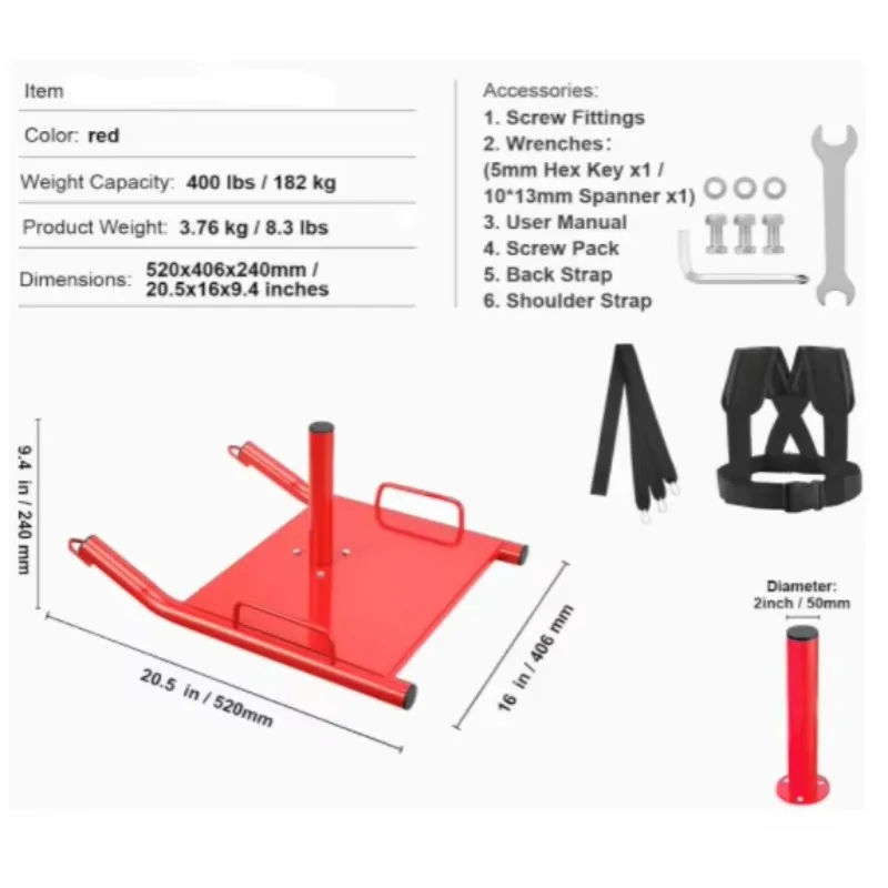 

Red Heavy Duty High Drag Power Sled for Athletic Speed Training