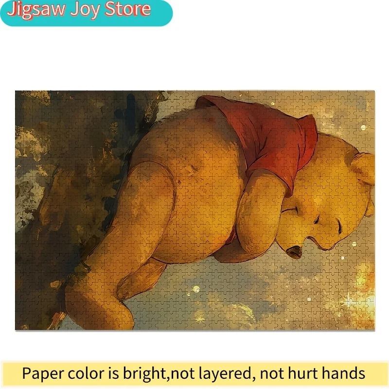 1000pcs Disney Winnie the Pooh Poster and Puzzle | High-Quality, Stress-Relieving Family Game, Ideal for Birthdays, Valentine'