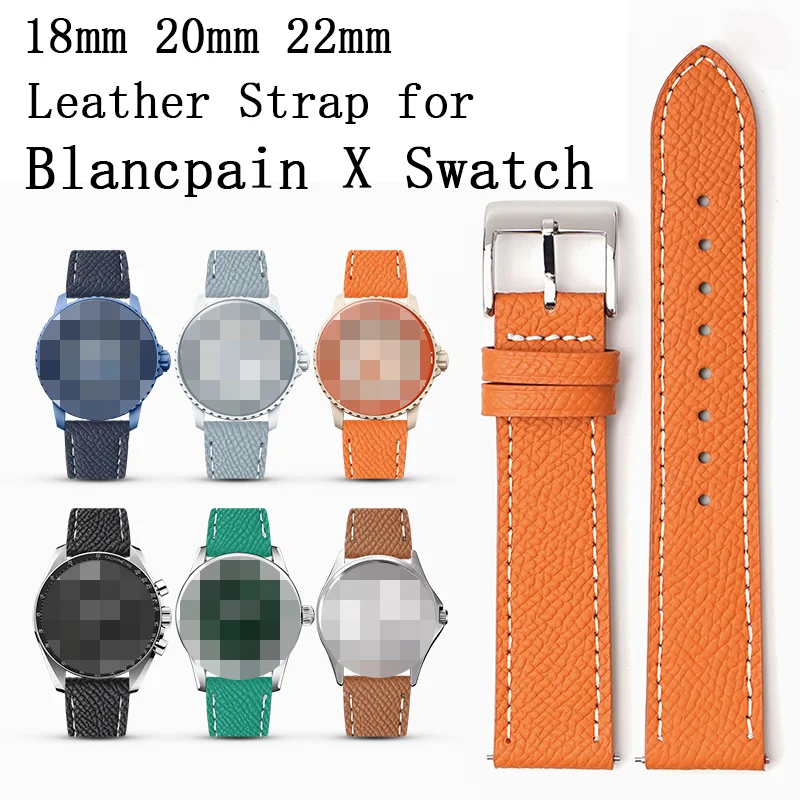 

18mm 20mm 22mm Genuine Leather Watch Strap for Blancpain X Swatch Quick Release Cowhide Wrist Bands For Omega Seiko Bracelet