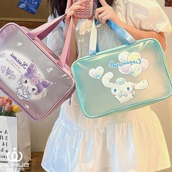 Sanrio Makeup Bag Kuromi Hello Kitty Cosmetic Bag MyMelody Cinnamoroll Handbag High Capacity Women Travel Portable Bag Girl Gift