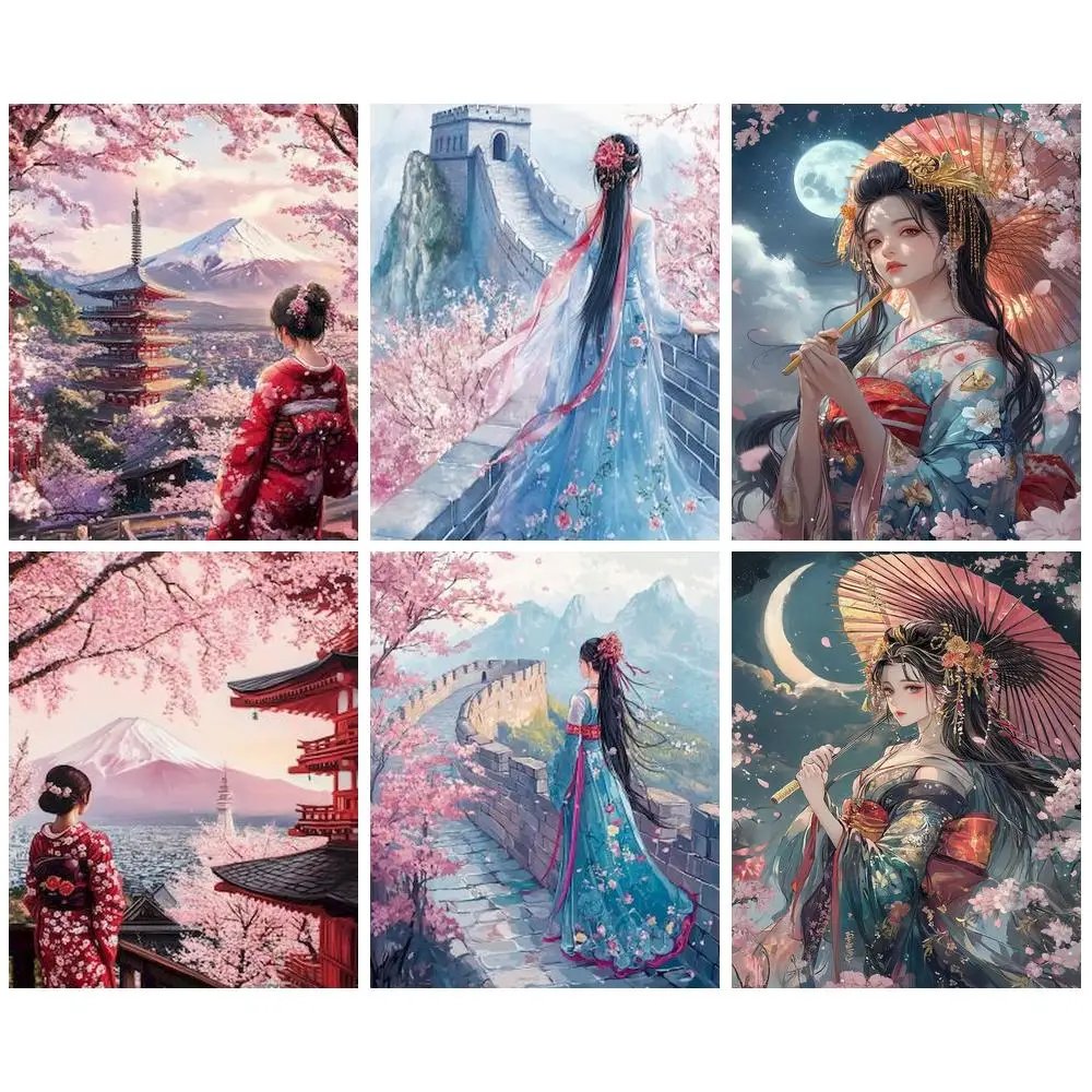 

PhotoCustom Acrylic Painting By Numbers Frame Figure Number Painting Paint Kit Canvas Painting Decors For Adults For Handicraft