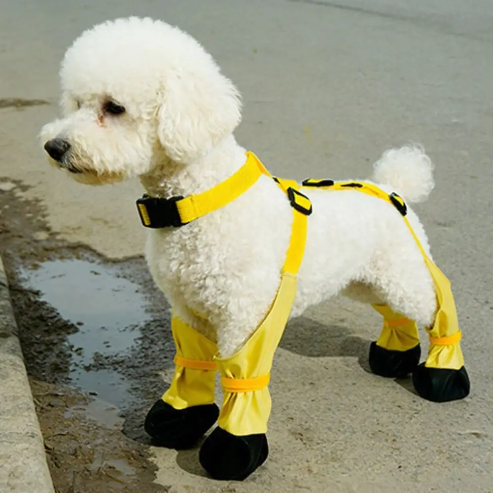 Waterproof Dog Rain Boots Adjustable Dirty-Proof Pets Paws Protector Breathable Auxiliary Strap Anti-Slip Dog Shoes Rain Day