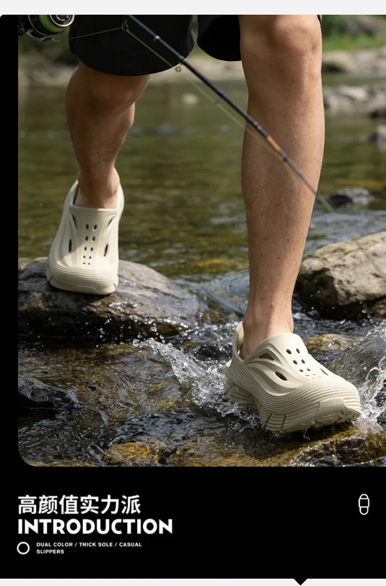 Rutschfeste Lochschuhe für Herren, Sommer 2026, neue Deodorant-Schuhe mit Schmutzgefühl, Outdoor-Sport-EVA-Sandalen, coole Herren-Hausschuhe – Detail 5
