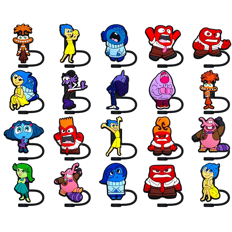 

MINISO Cartoon Inside Out Bag Straw Cover Cap 10MM Eco-friendly Straw Plug Splash Proof Drinking Cup Accessories Home Party Gift