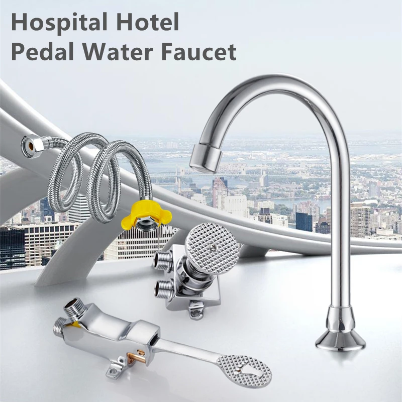 

Латунный G1/2 ''одинарный ножной клапан с холодной педалью, медный смеситель для раковины в ванной комнате, больничный отель, педальный кран для воды, 20 мм, одинарный кран для холодной воды