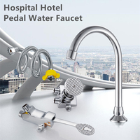 Brass G1/2'' Single Cold Foot Pedal Valve Copper Bathroom Basin Faucet Hospital Hotel Pedal Water Faucet 20mm Single Cold Tap