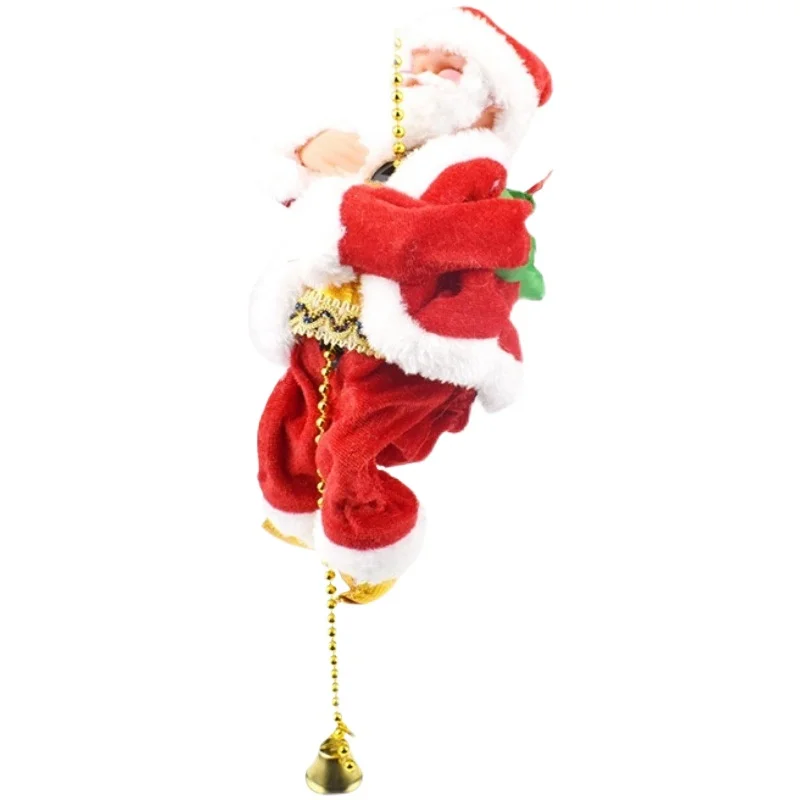 Creative  Music Old Man Doll Christmas Ornament with Beads Climbing Santa Claus Kindergarten Prize