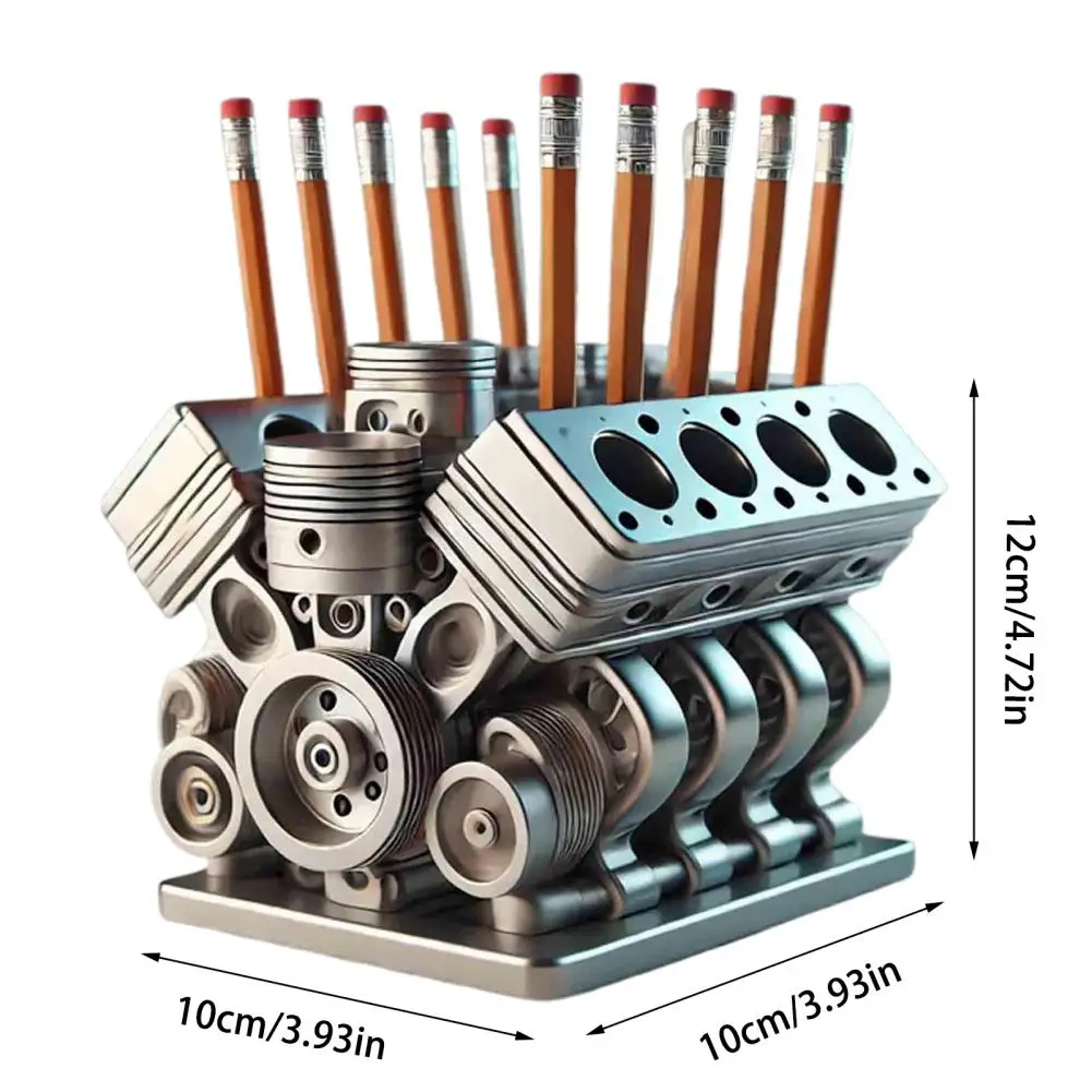 Pen Holder Resin V8 Car Engine Pen Holder Unique Stationery Organizer for Home Office Decor Desktop Ornament with Auto Engine view 6