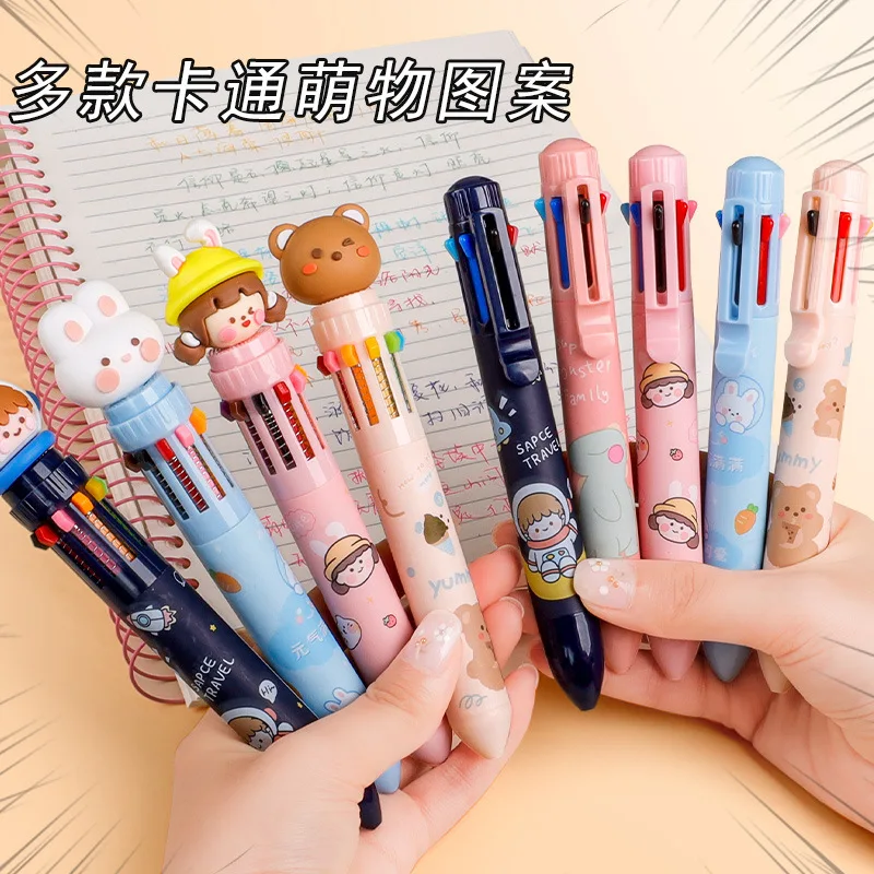 Cartoon colorful 8/10 Color Ballpoint Pen Creative Ballpen Kawaii Magical Pen School Office Writing Supplies For Kid Stationery